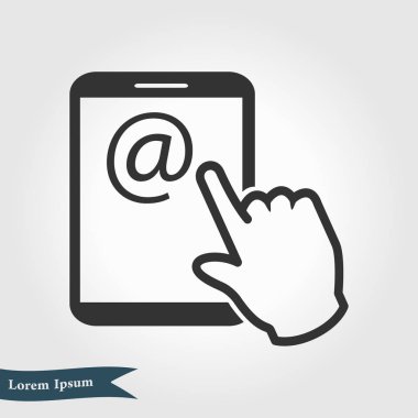 Değmek perde tablet Pc işareti simgesi. El işaretçi simgesi. Posta ekran Tablet PC.