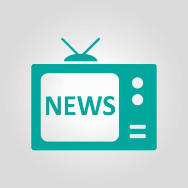 TV haber muhabiri. Düz tasarım stili. Kitle iletişim araçları sembolü. 