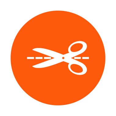 Makas ile kesme hatları simgesi. Rozet yer kesme.