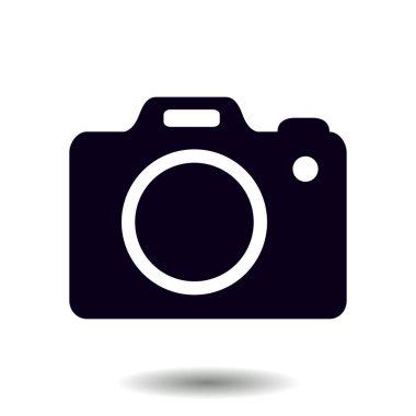 Fotoğraf kamera simgesi. DSLR kamera işareti simgesi. Dijital fotoğraf makinesi. Düz tasarım stili. 