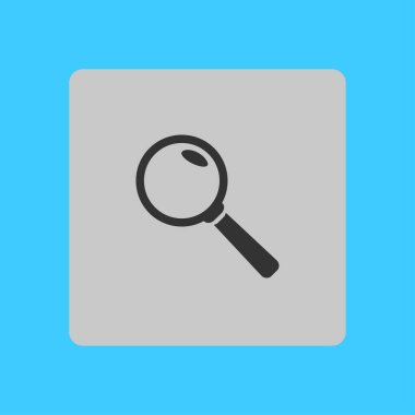 Büyüteç simgesi. Arama düğmesi. Büyüteç camı. Düz tasarım stili. 