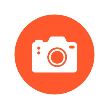 Fotoğraf kamera simgesi. DSLR kamera işareti simgesi. Dijital fotoğraf makinesi. Düz tasarım stili. 