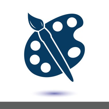 Boya fırça paleti simgesi ile. Düz tasarım stili.