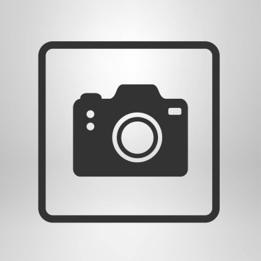 Fotoğraf kamera simgesi. DSLR kamera işareti simgesi. Dijital fotoğraf makinesi. Düz tasarım stili. 