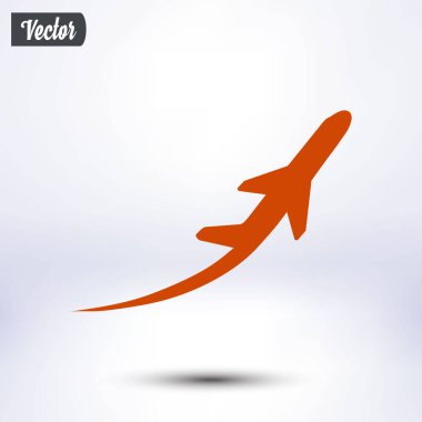 Uçak uçuş biletleri hava sinek seyahat kalkış siluet öğesi. Uçak sembolü. Seyahat etmek simge. Düz tasarım.