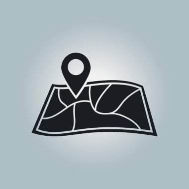 harita ve PIN, vektör çizim basit simgesi