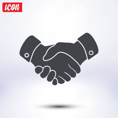 El sıkışma işareti simgesi. Başarılı iş sembolü. Düz tasarım stili.