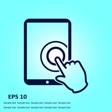 Değmek perde tablet Pc işareti simgesi. El işaretçi simgesi. 