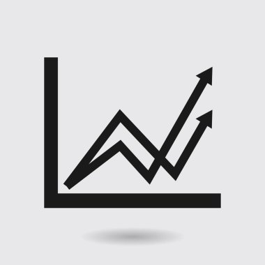 İş grafiği. Infographic. Grafik simgesini. Büyüyen grafik erkek. Düz tasarım stili.