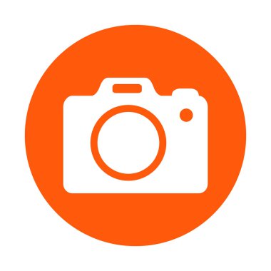 Fotoğraf kamera simgesi. DSLR kamera işareti simgesi. Dijital fotoğraf makinesi. Düz tasarım stili. 
