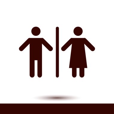 WC işareti simgesi. Erkek ve kadın tuvalet. Düz tasarım.