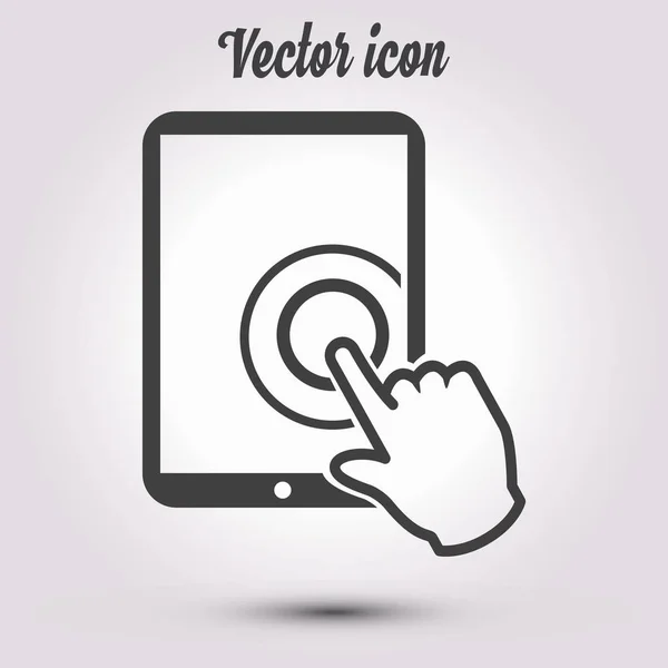 Pantalla Táctil Icono Signo Tableta Mano Puntero Símbolo — Vector de stock