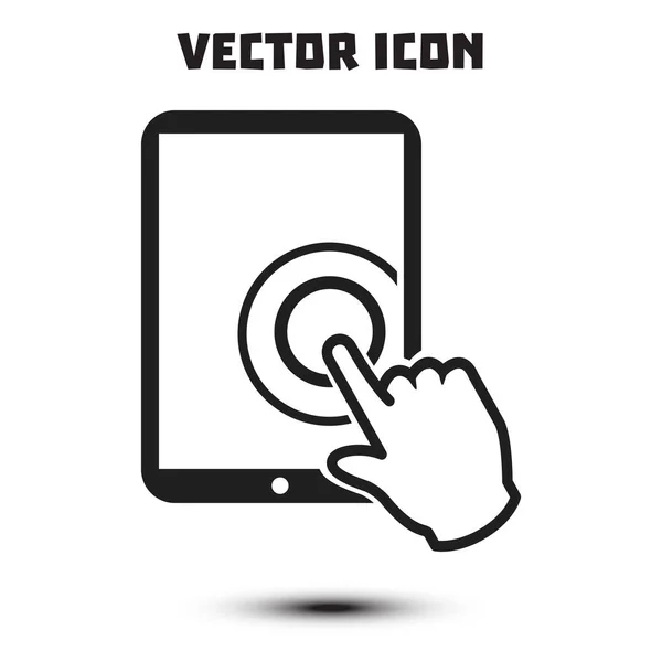 Pantalla Táctil Icono Signo Tableta Mano Puntero Símbolo — Vector de stock