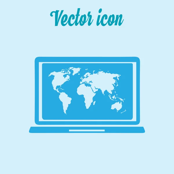 Icono Simple Computadora Portátil Mapa Del Mundo Ilustración Vectores — Vector de stock