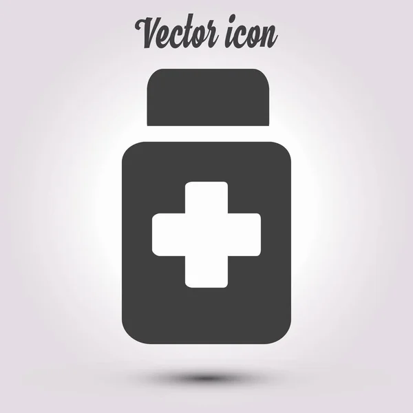 Icono Signo Drogas Empaque Con Pastillas Estilo Diseño Plano — Vector de stock