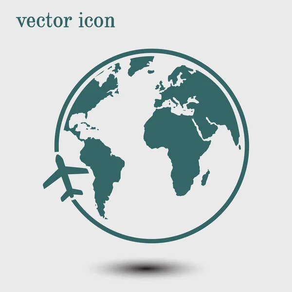 Icono Del Avión Viaje Viaje Alrededor Del Mundo Estilo Diseño — Vector de stock