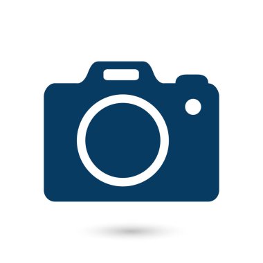 Fotoğraf kamera simgesi. DSLR kamera işareti simgesi. Dijital fotoğraf makinesi. Düz tasarım stili. 