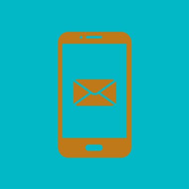 Akıllı telefon e-posta veya sms simgesi. Mobil posta işareti simgesi.