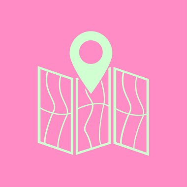 harita ve PIN, vektör çizim basit simgesi