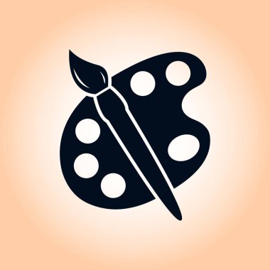 Boya fırça paleti simgesi ile. Düz tasarım stili.