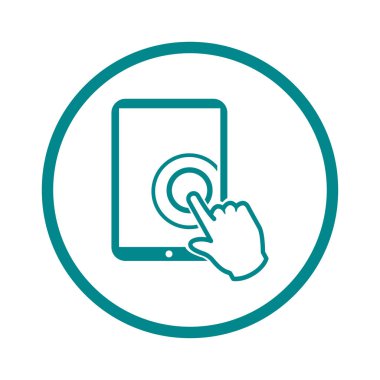 Değmek perde tablet Pc işareti simgesi. El işaretçi simgesi. 