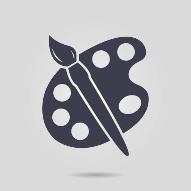 Boya fırça paleti simgesi ile. Düz tasarım stili.