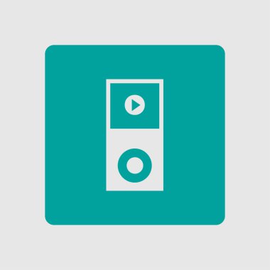 Taşınabilir kitle iletişim araçları oyuncu simgesi. Düz tasarım stili. 