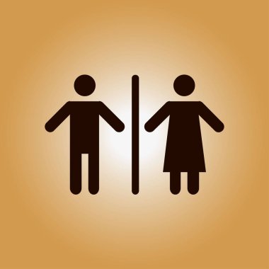 WC işareti simgesi. Erkek ve kadın tuvalet. Düz tasarım.