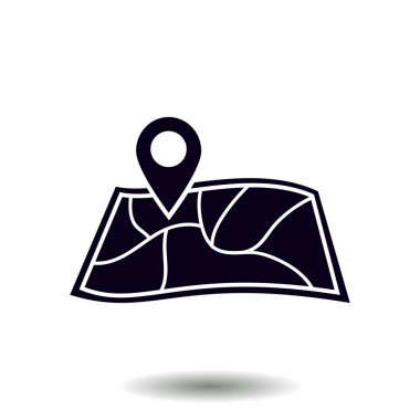 harita ve PIN, vektör çizim basit simgesi