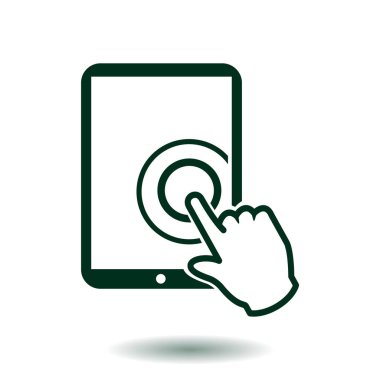 Değmek perde tablet Pc işareti simgesi. El işaretçi simgesi. 