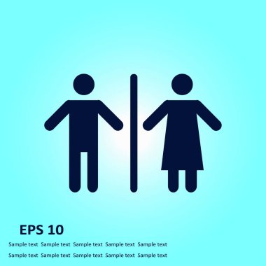 WC işareti simgesi. Erkek ve kadın tuvalet. Düz tasarım.