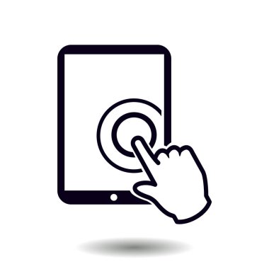 Değmek perde tablet Pc işareti simgesi. El işaretçi simgesi. 
