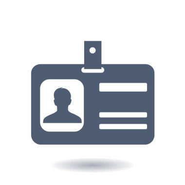 Kimlik kartı simgesi. Konferans katılımcı rozeti. Düz tasarım stili. 