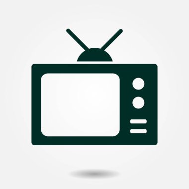 TV simgesi. Düz tasarım stili. Simge kitle iletişim araçları.  