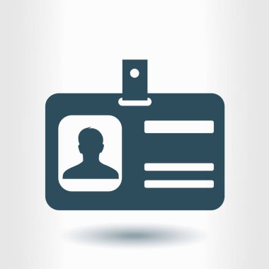 Kimlik kartı simgesi. Konferans katılımcı rozeti. Düz tasarım stili. 