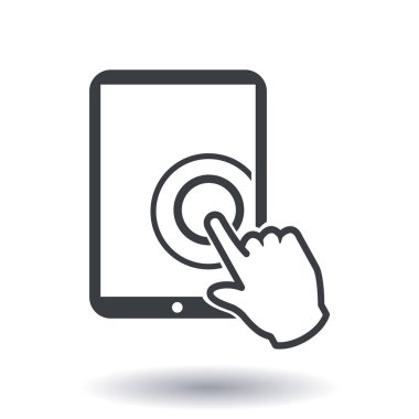 Değmek perde tablet Pc işareti simgesi. El işaretçi simgesi. 