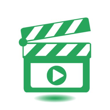 Film yapımcısı clapper kurulu simgesi. Düz tasarım stili.