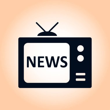 TV haber muhabiri. Düz tasarım stili. Kitle iletişim araçları sembolü. 