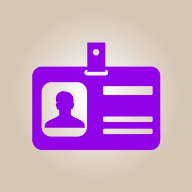 Kimlik kartı simgesi. Konferans katılımcı rozeti. Düz tasarım stili. 