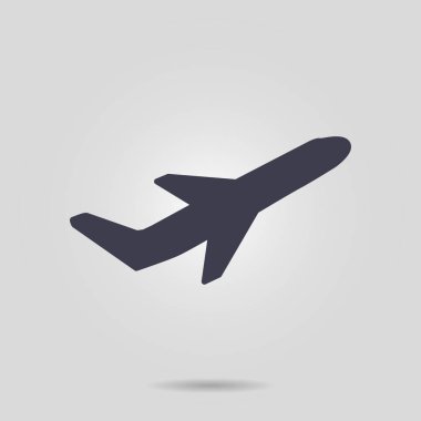 Uçak uçuş biletleri hava sinek seyahat kalkış siluet öğesi. Uçak sembolü. Seyahat etmek simge. Düz tasarım. 