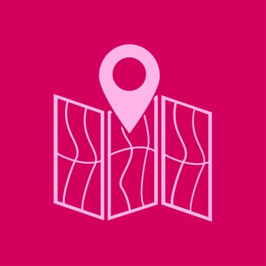 harita ve PIN, vektör çizim basit simgesi