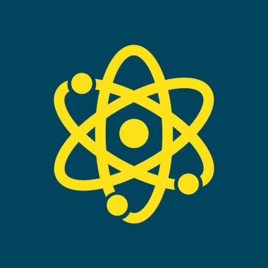 Atom işareti simgesi. Atom bölümü simgesi. Düz tasarım stili.