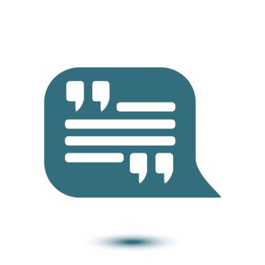 Simge alıntı. Tırnak işareti konuşma balonu sembol. Doğrudan nutuk işareti.