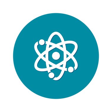 Atom işareti simgesi. Atom bölümü simgesi. Düz tasarım stili.