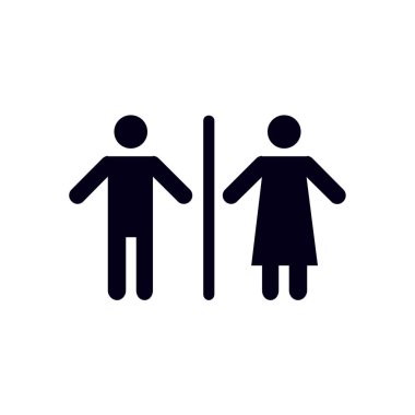 WC işareti simgesi. Erkek ve kadın tuvalet. Düz tasarım.