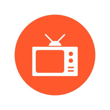 TV simgesi. Düz tasarım stili. Simge kitle iletişim araçları.  