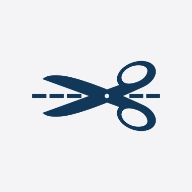 Makas ile kesme hatları simgesi. Rozet yer kesme.