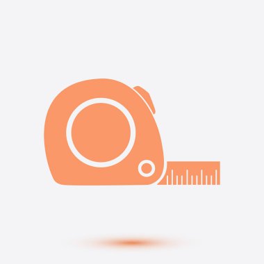 Mezura simgesi. Rulet inşaat sembolü. Boyutları ve ölçüleri. Bir kesim kartı oluşturma.