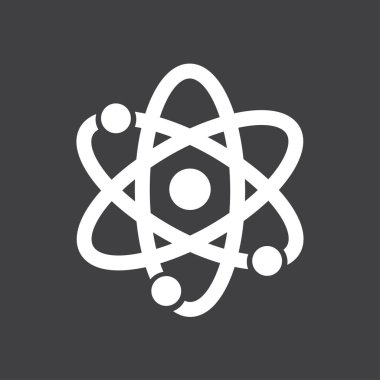 Atom işareti simgesi. Atom bölümü simgesi. Düz tasarım stili.