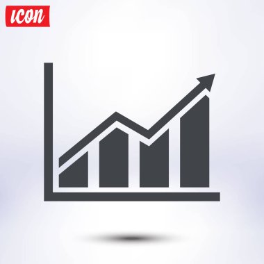 Infographic. Grafik simgesini. Büyüyen grafik erkek. Düz tasarım stili.